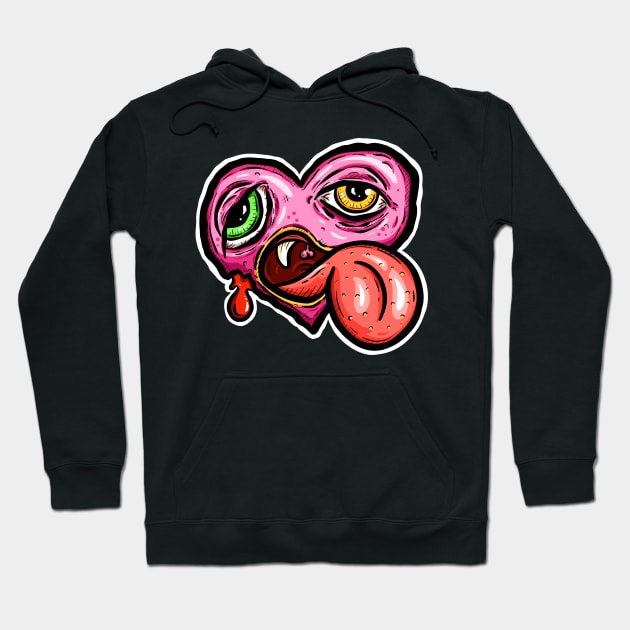 Zombie Heart Bug Tongue Pink Hoodie by Squeeb Creative